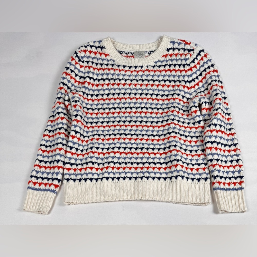 St John’s Bay Knit Sweater Multi Color Striped Fair Isle Pattern Women’s L
